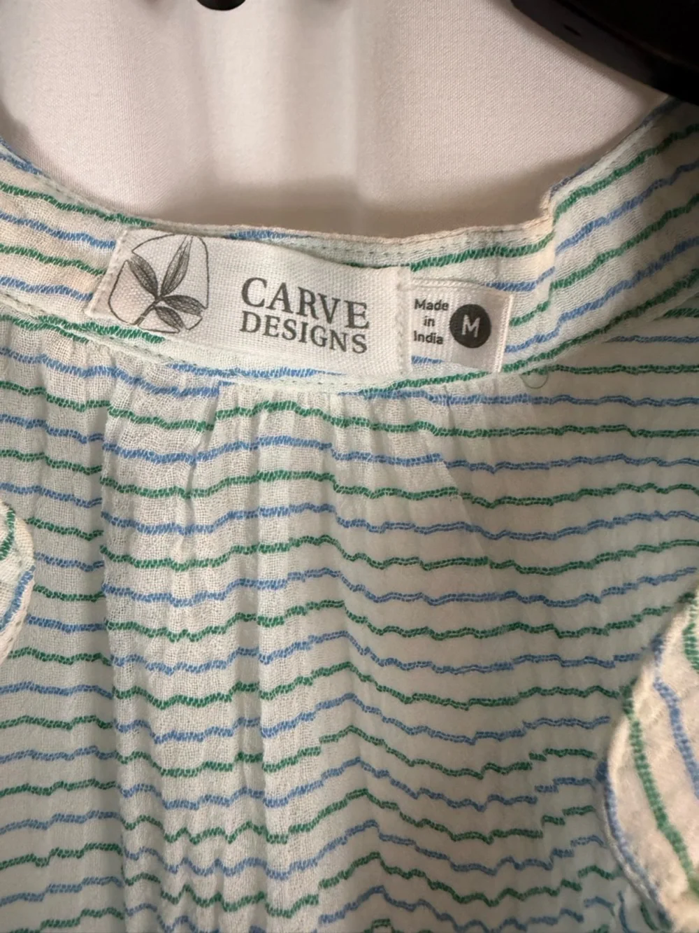 NWT Carve designs Size: M DYLAN TANK Relaxed Fit Tank color: green striped tank - Picture 7 of 15